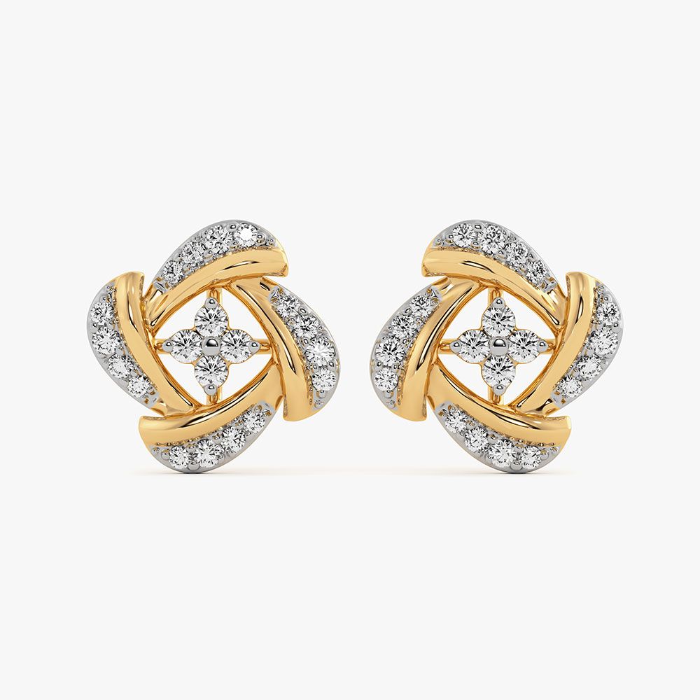 Everyday Style Yellow Gold Diamond Stud Earrings-Earrings-OER26I42-D400RDC