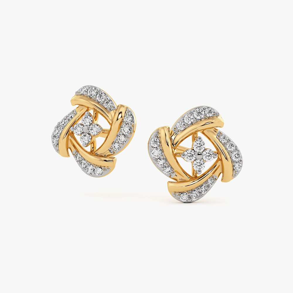 Everyday Style Yellow Gold Diamond Stud Earrings-Earrings-OER26I42-D400RDC