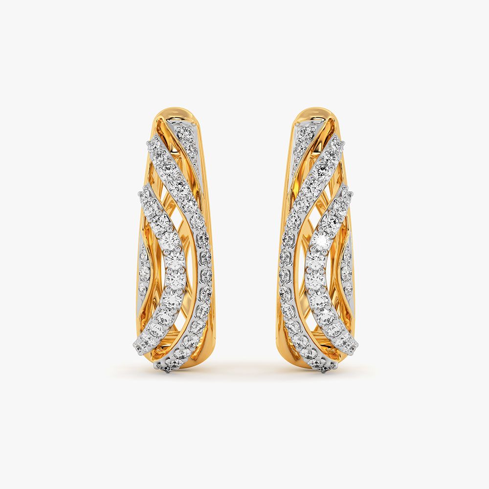 Everyday Versatile Yellow Gold Diamond Hoop Earrings-Earrings-OER26I55-D400R0C