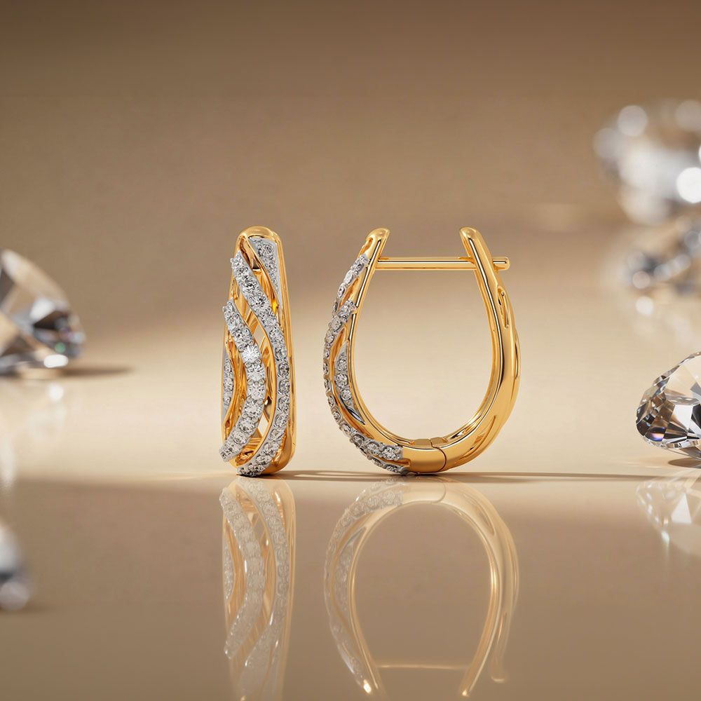 Everyday Versatile Yellow Gold Diamond Hoop Earrings-Earrings-OER26I55-D400R0C