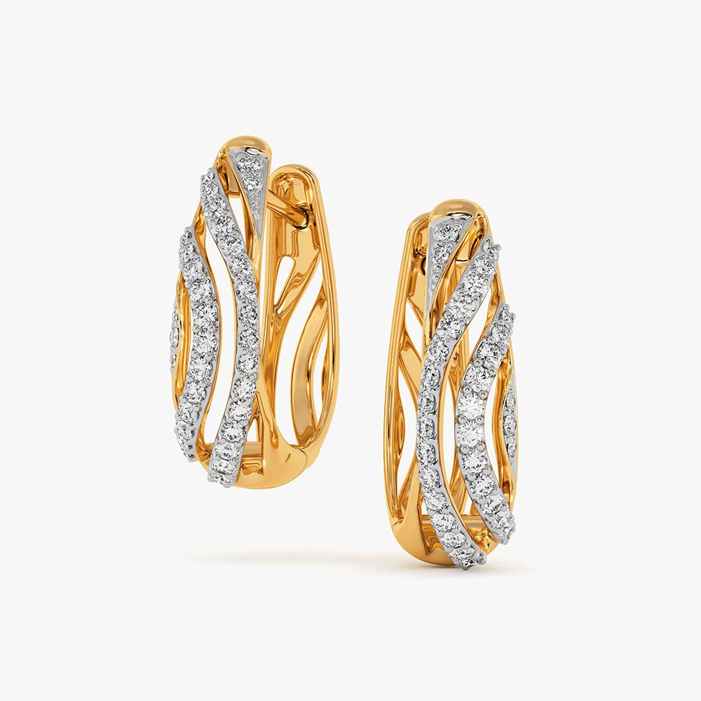 Everyday Versatile Yellow Gold Diamond Hoop Earrings-Earrings-OER26I55-D400R0C