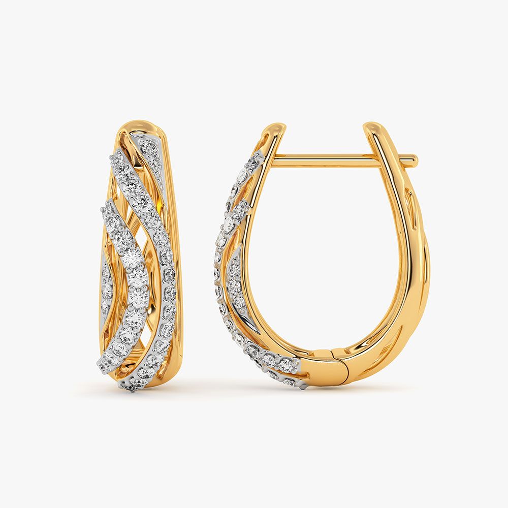 Everyday Versatile Yellow Gold Diamond Hoop Earrings-Earrings-OER26I55-D400R0C