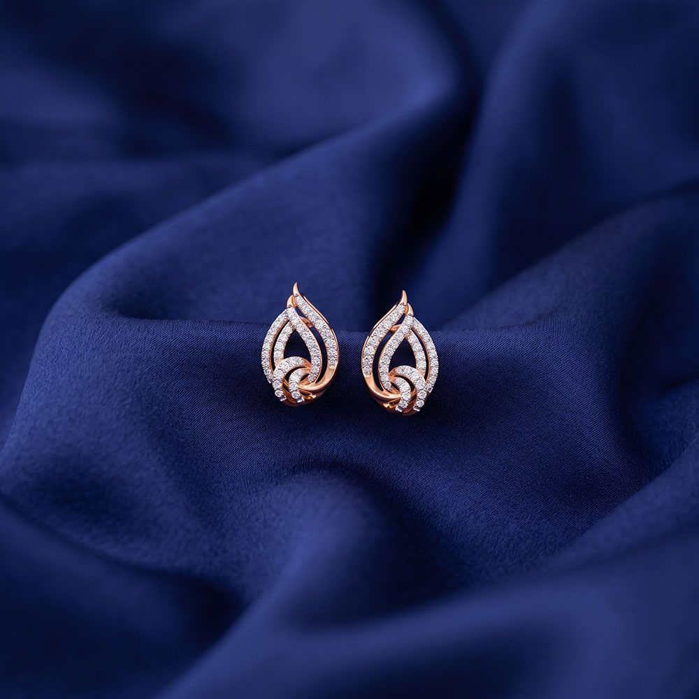 Shine Bright 14Kt Rose Gold Diamond Stud Earrings-Earrings-OER26I99-D400XCC