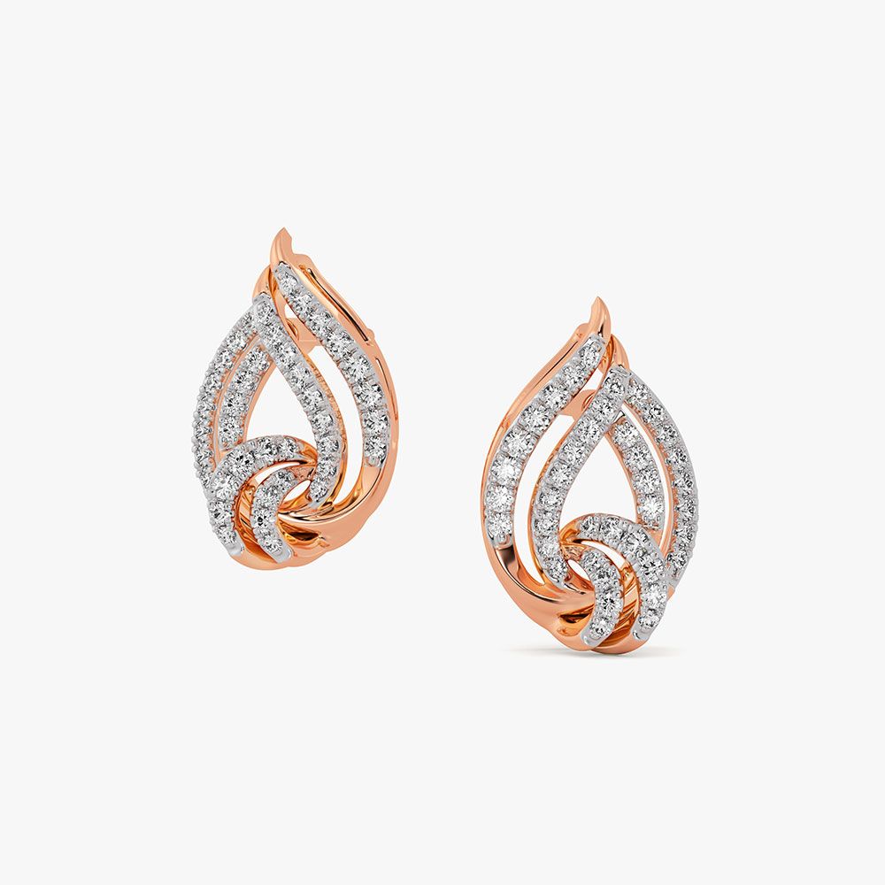 Shine Bright 14Kt Rose Gold Diamond Stud Earrings-Earrings-OER26I99-D400XCC