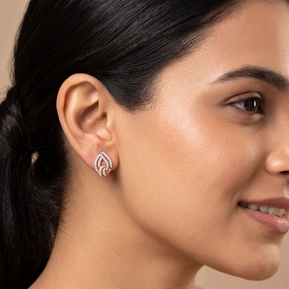 Shine Bright 14Kt Rose Gold Diamond Stud Earrings-Earrings-OER26I99-D400XCC