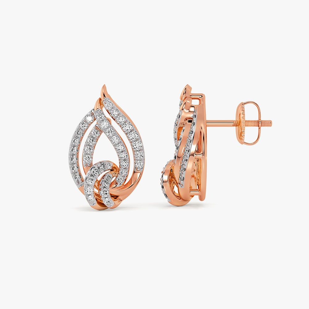 Shine Bright 14Kt Rose Gold Diamond Stud Earrings-Earrings-OER26I99-D400XCC