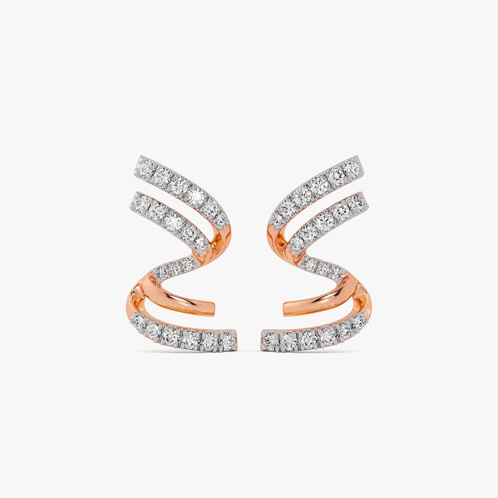 Swirl Delight 14Kt Rose Gold Diamond Stud Earrings-Earrings-OER26J02-D400XCC