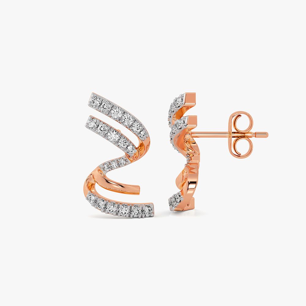 Swirl Delight 14Kt Rose Gold Diamond Stud Earrings-Earrings-OER26J02-D400XCC