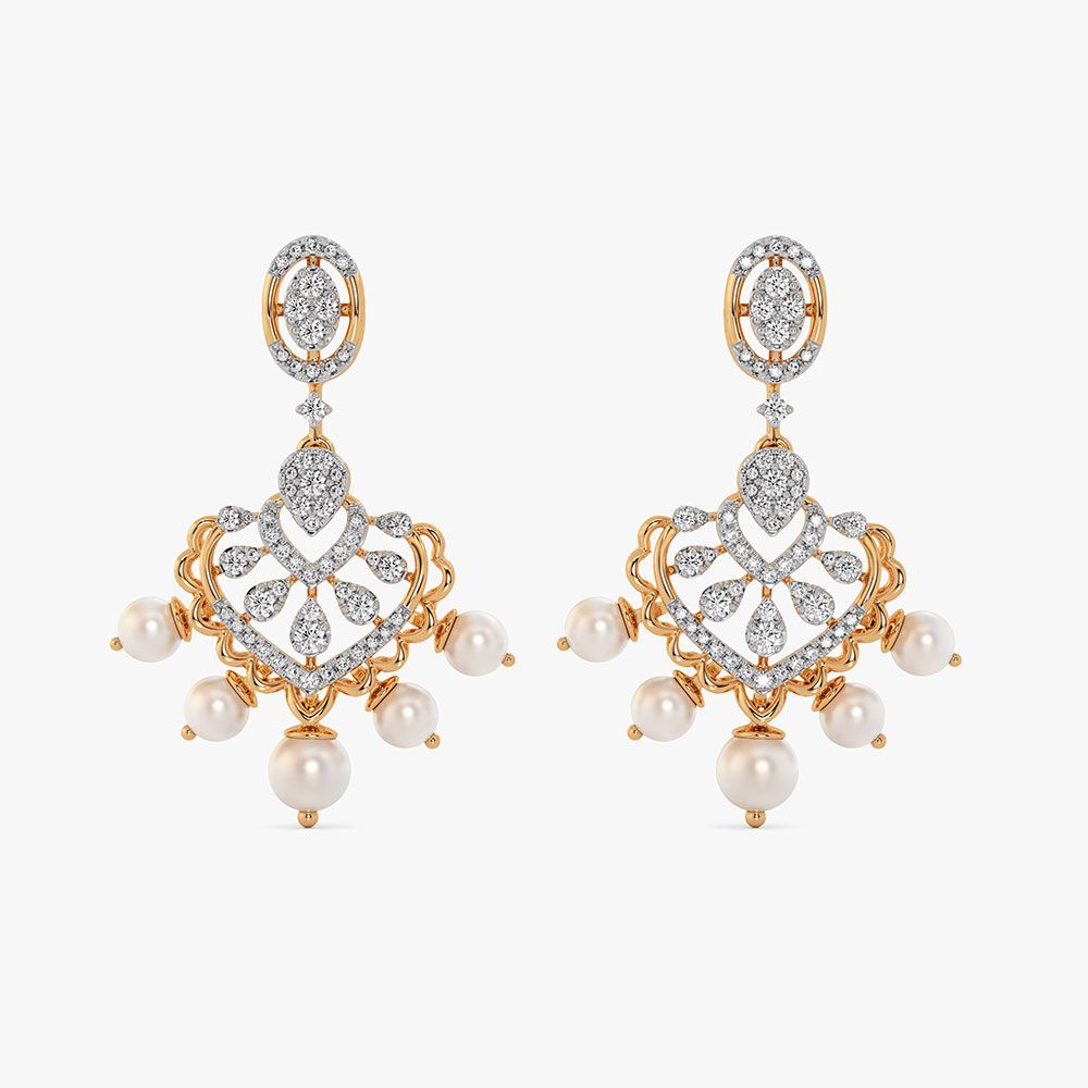 Dancing Dangler 14Kt Yellow Gold Diamond Earrings-Earrings-OER26J04-D409RDC