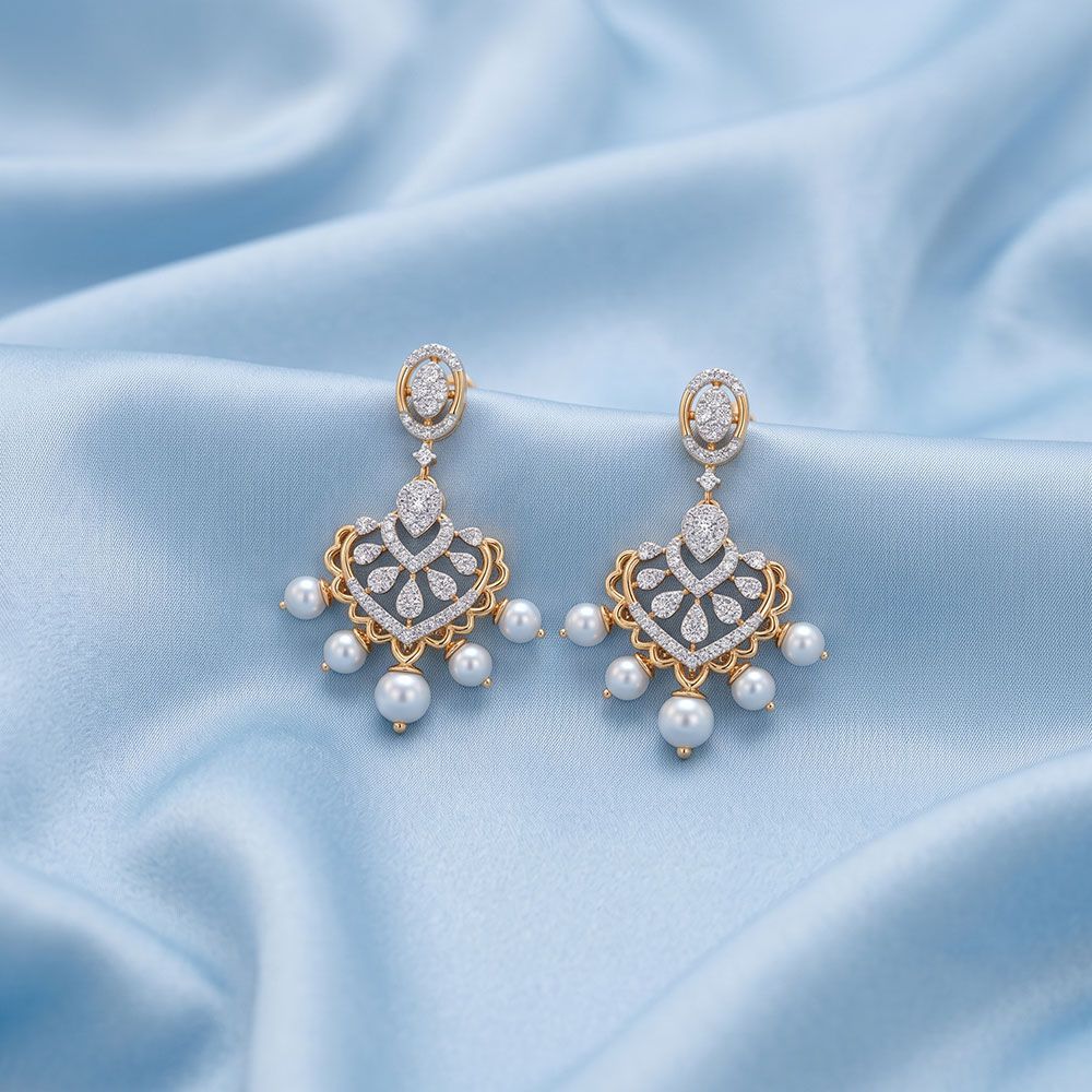 Dancing Dangler 14Kt Yellow Gold Diamond Earrings-Earrings-OER26J04-D409RDC
