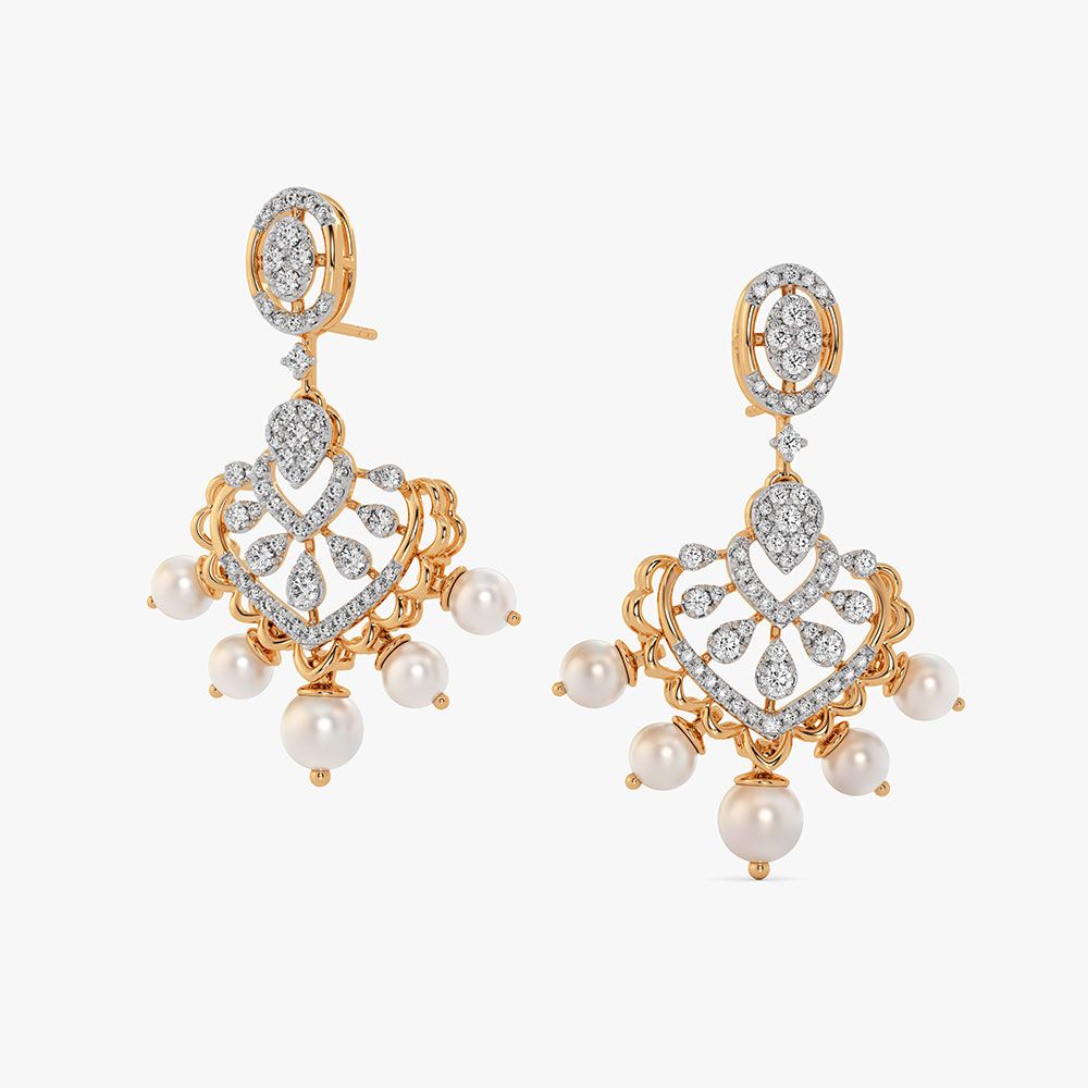 Dancing Dangler 14Kt Yellow Gold Diamond Earrings-Earrings-OER26J04-D409RDC