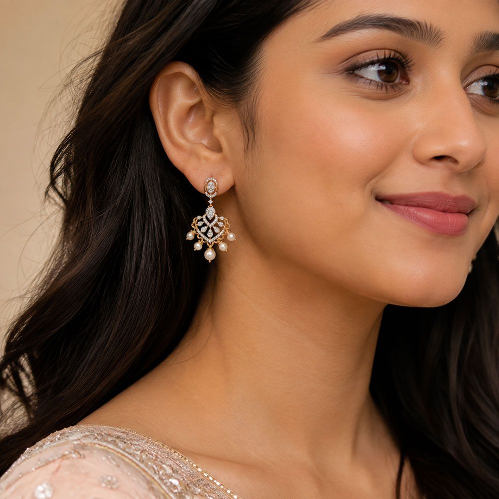 Dancing Dangler 14Kt Yellow Gold Diamond Earrings-Earrings-OER26J04-D409RDC