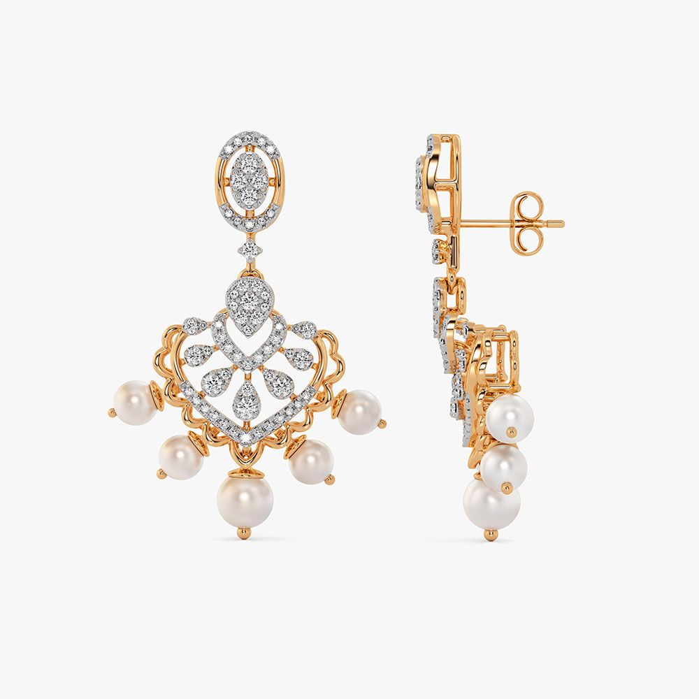 Dancing Dangler 14Kt Yellow Gold Diamond Earrings-Earrings-OER26J04-D409RDC