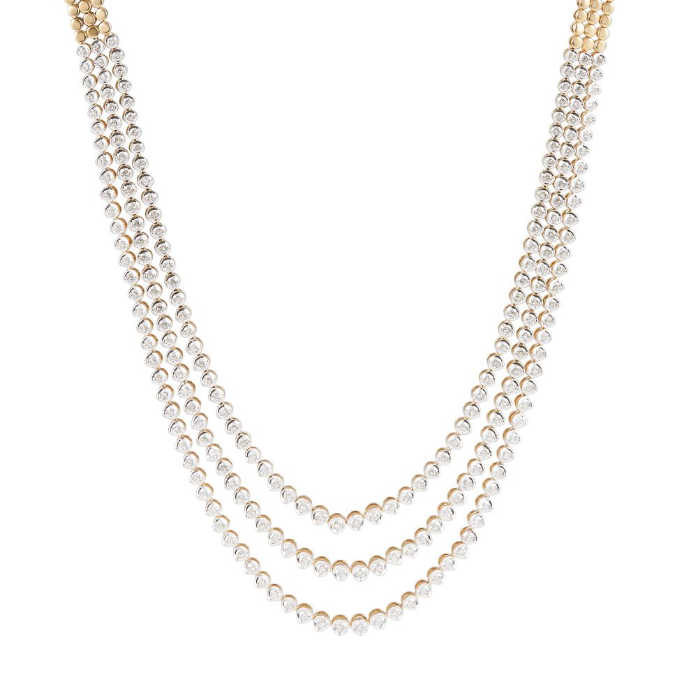 Graceful 3-strand Diamond Necklace-Diamond-ONK20022-A300R2B