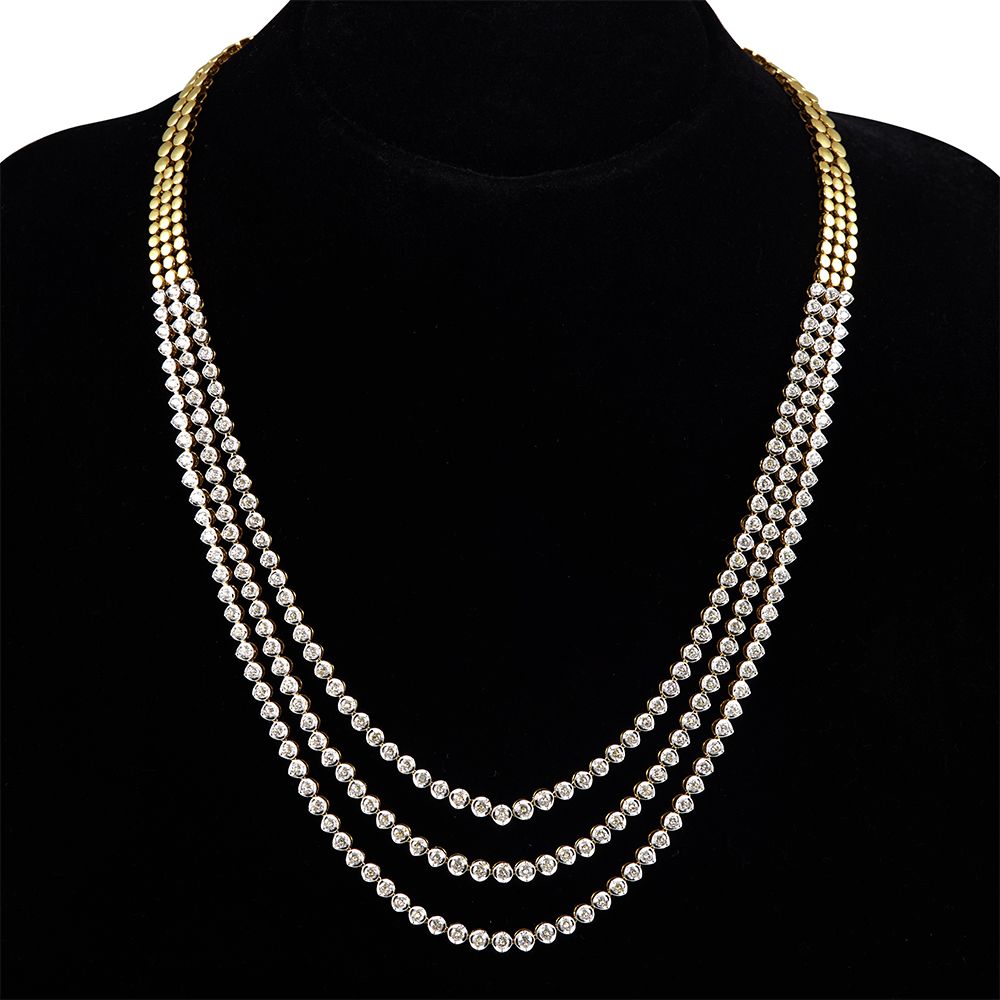 Graceful 3-strand Diamond Necklace-Diamond-ONK20022-A300R2B