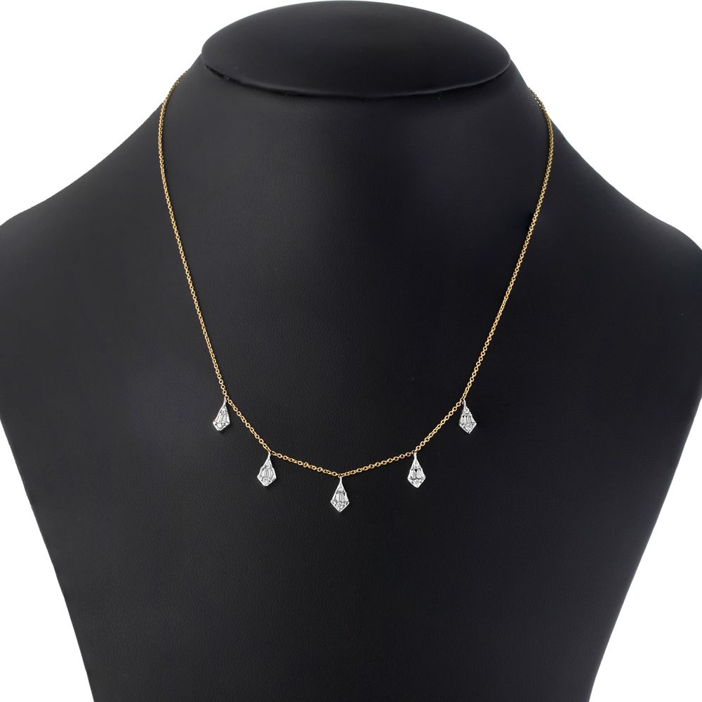 18KT Yellow and White Gold Diamond Necklace-Necklaces-ONK23005-D300T0B