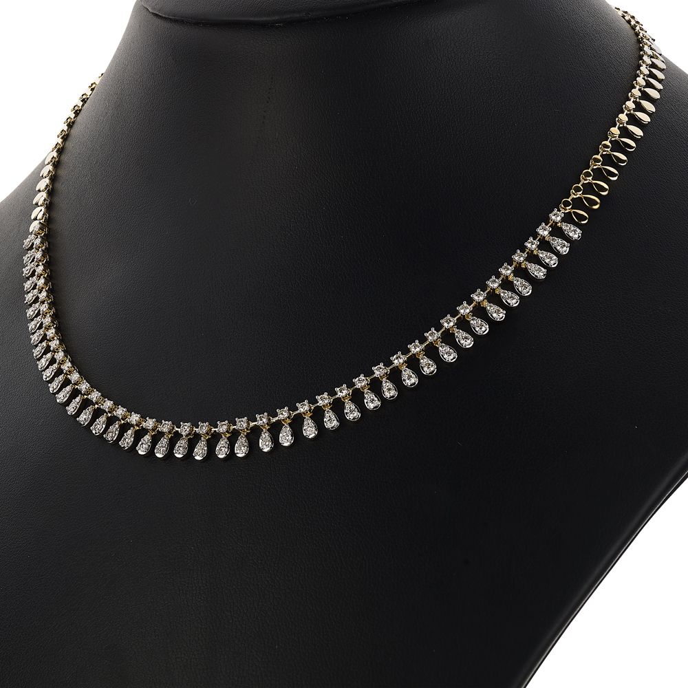 Minimalist Diamond and Yellow Gold Necklace-Diamond-ONK23C03-D400R2B