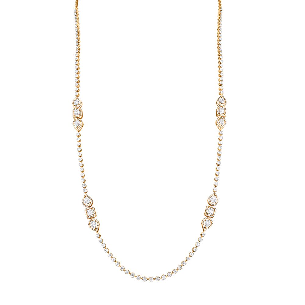 Minimalist Rose Gold and Diamond Crown Star Chain-Necklaces-ONK23C04-M300X2B