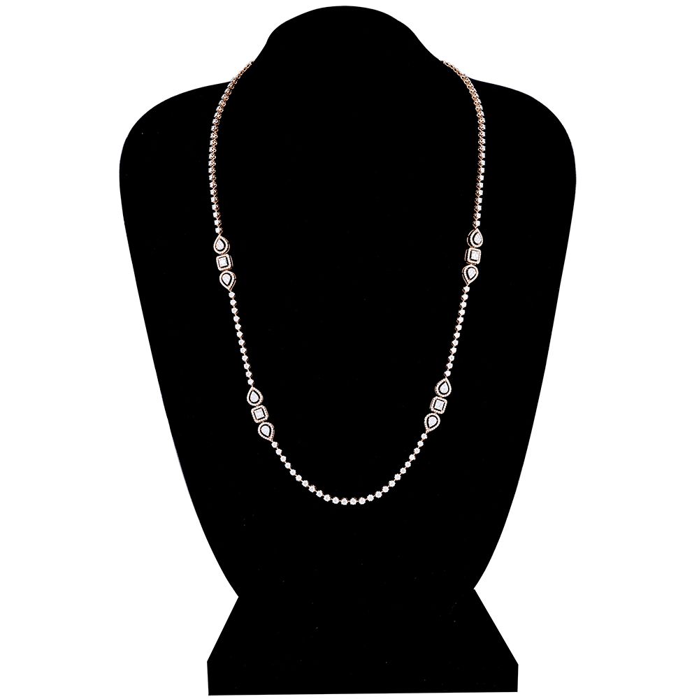 Minimalist Rose Gold and Diamond Crown Star Chain-Necklaces-ONK23C04-M300X2B