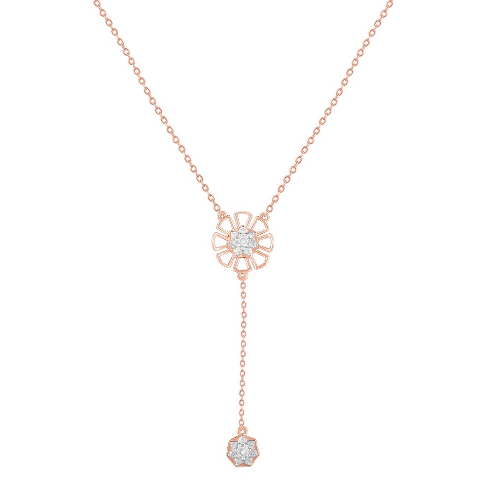 Fascinating Rose Gold and Diamond Lariat Necklace-Necklaces-ONK24C02-D900XEC