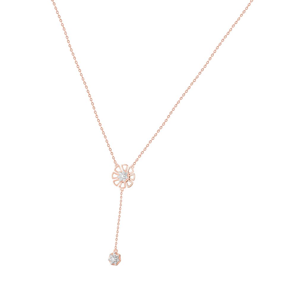 Fascinating Rose Gold and Diamond Lariat Necklace-Necklaces-ONK24C02-D900XEC