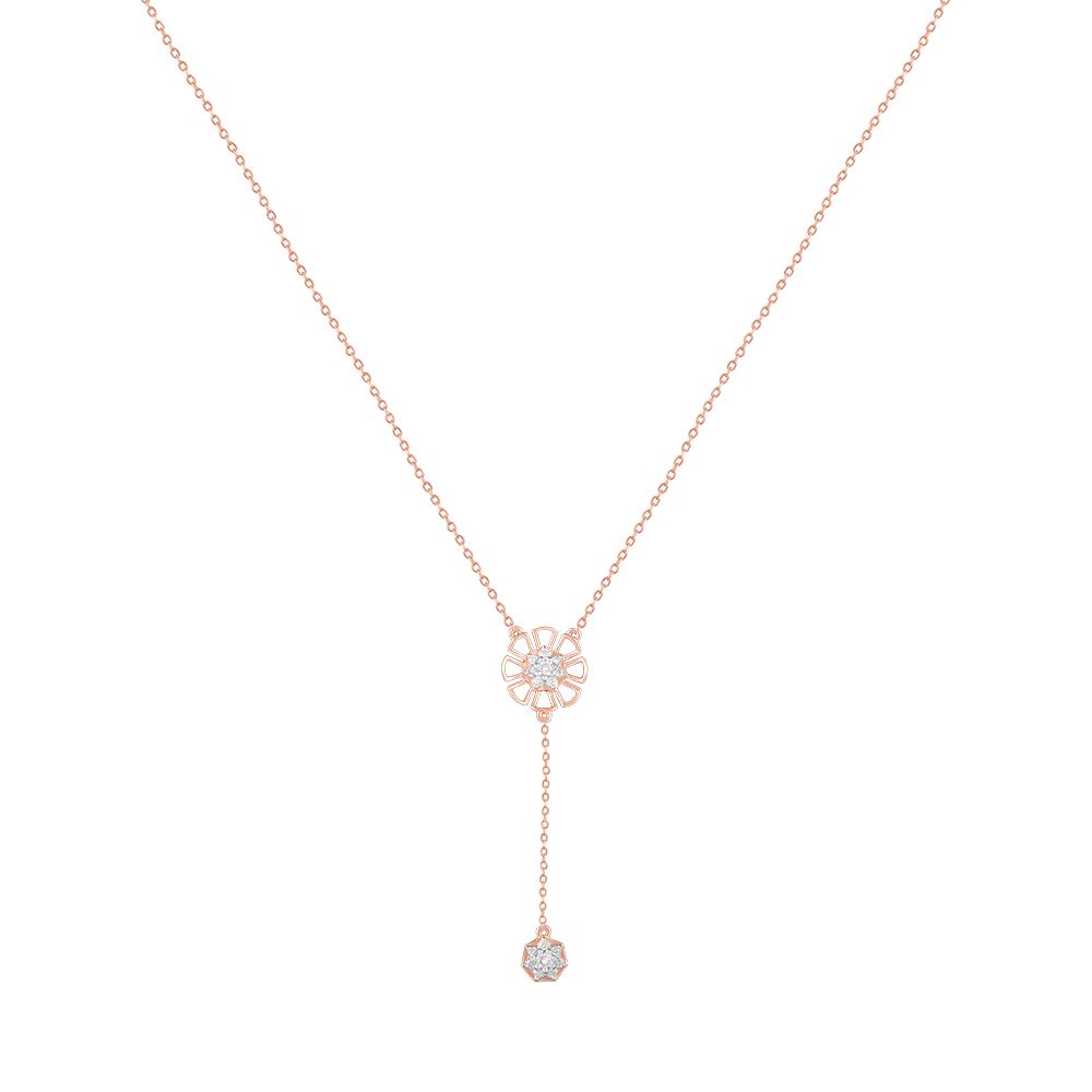 Fascinating Rose Gold and Diamond Lariat Necklace-Necklaces-ONK24C02-D900XEC