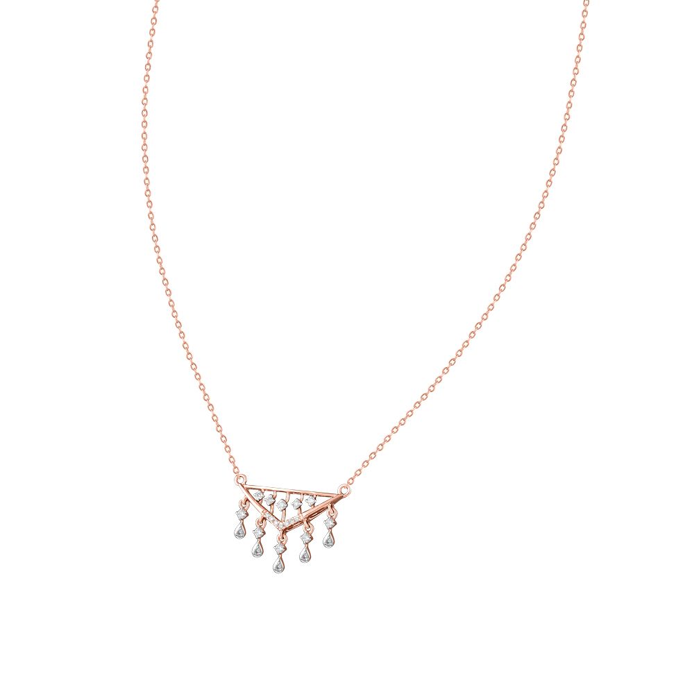 Dangling Rose Gold and Diamond Chain Necklace-Necklaces-ONK24C04-D900X1C
