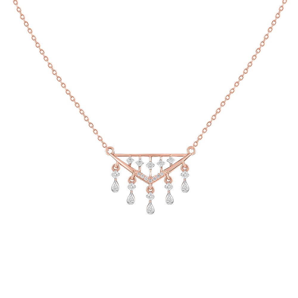 Dangling Rose Gold and Diamond Chain Necklace-Necklaces-ONK24C04-D900X1C