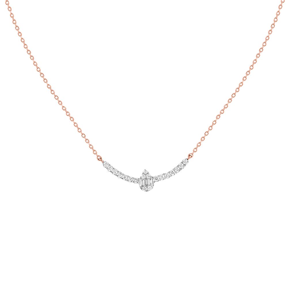 Lyrical Diamond Studded Chain Necklace-Necklaces-ONK24C16-D300X1B
