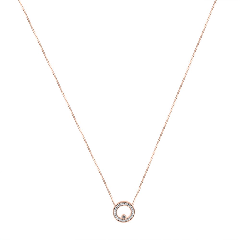 Round Signet Design Diamond Chain Necklace-Necklaces-ONK24C20-D900X1C