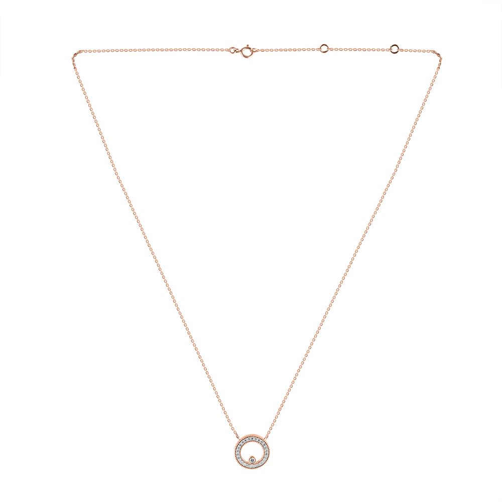 Round Signet Design Diamond Chain Necklace-Necklaces-ONK24C20-D900X1C