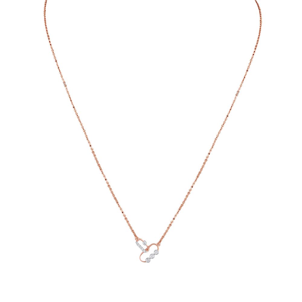 Gleaming Rose Gold and Diamond Necklace-Necklaces-ONK24C37-DD00X1C