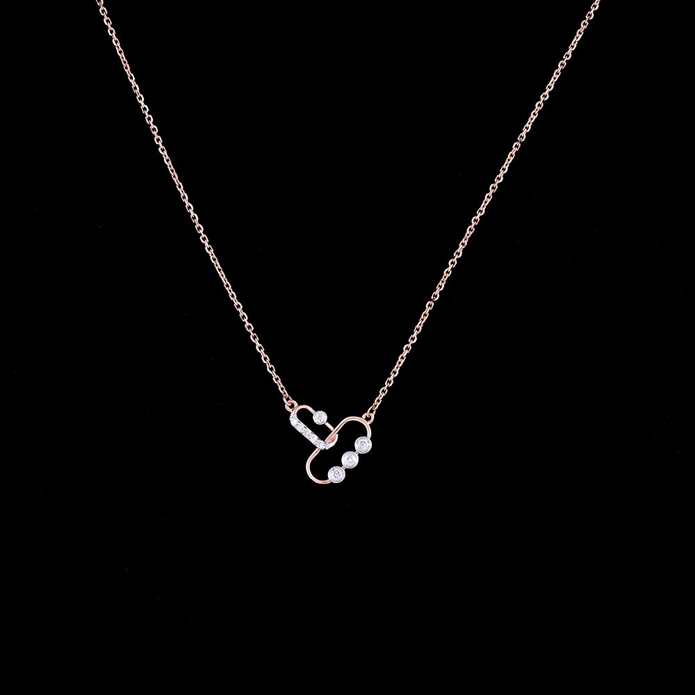 Gleaming Rose Gold and Diamond Necklace-Necklaces-ONK24C37-DD00X1C