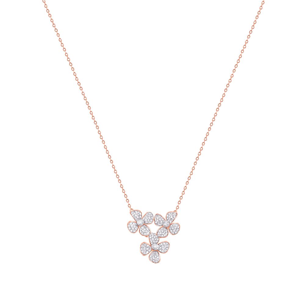 Fine Flower Diamond Necklace-Necklaces-ONK24C41-D400X1B