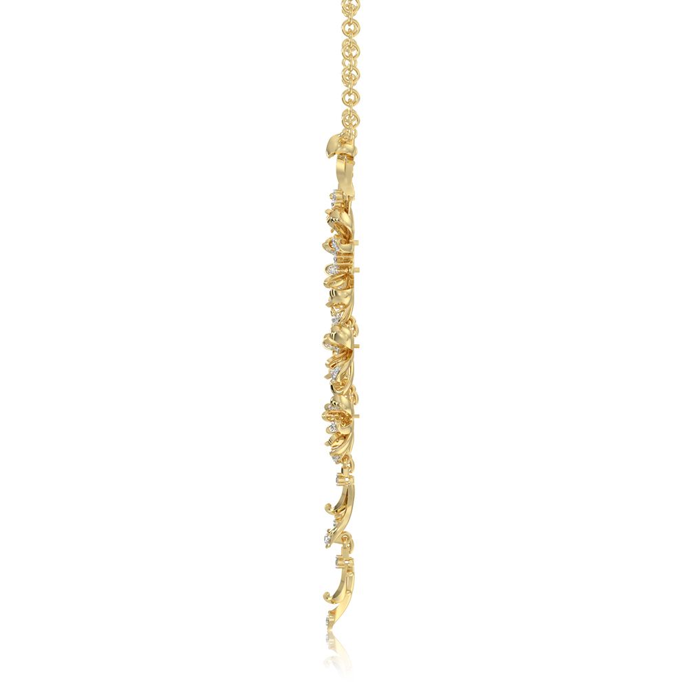 Stylish Floral 14Kt Yellow Gold Necklace-Necklaces-ONK26C39-D400R1C