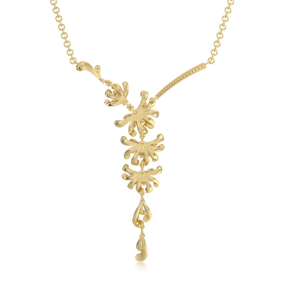 Stylish Floral 14Kt Yellow Gold Necklace-Necklaces-ONK26C39-D400R1C