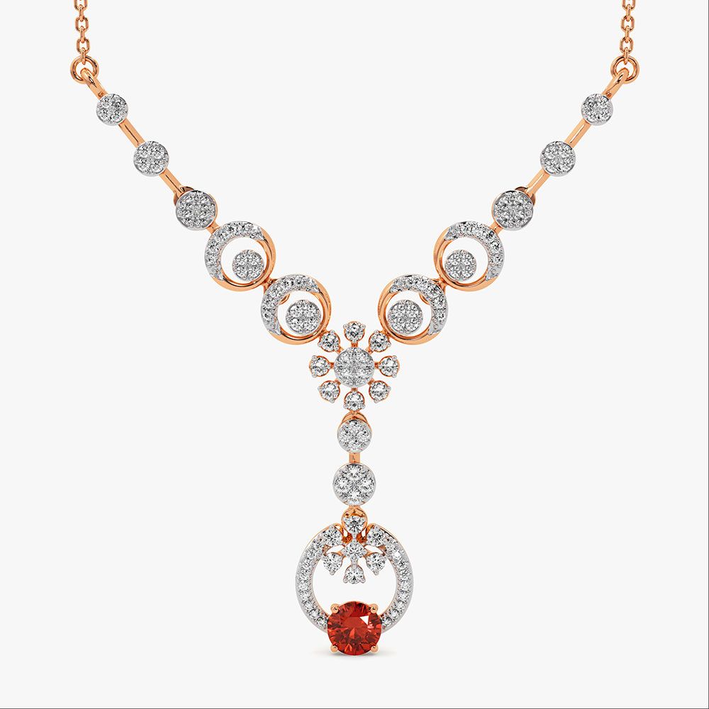 Captivating 14Kt Rose Gold Diamond and Gemstone Necklace-Necklaces-ONK26C45-D442X1C