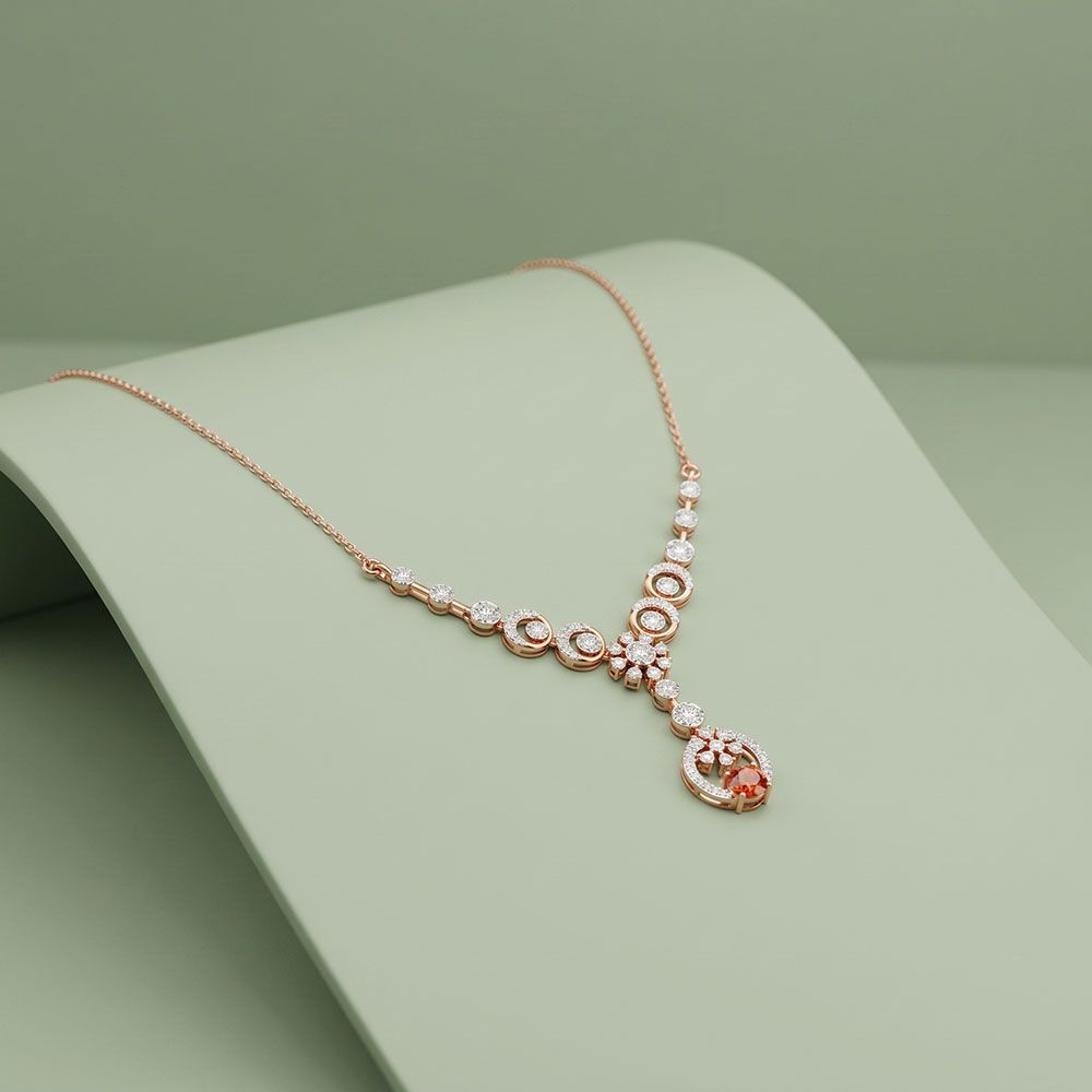 Captivating 14Kt Rose Gold Diamond and Gemstone Necklace-Necklaces-ONK26C45-D442X1C