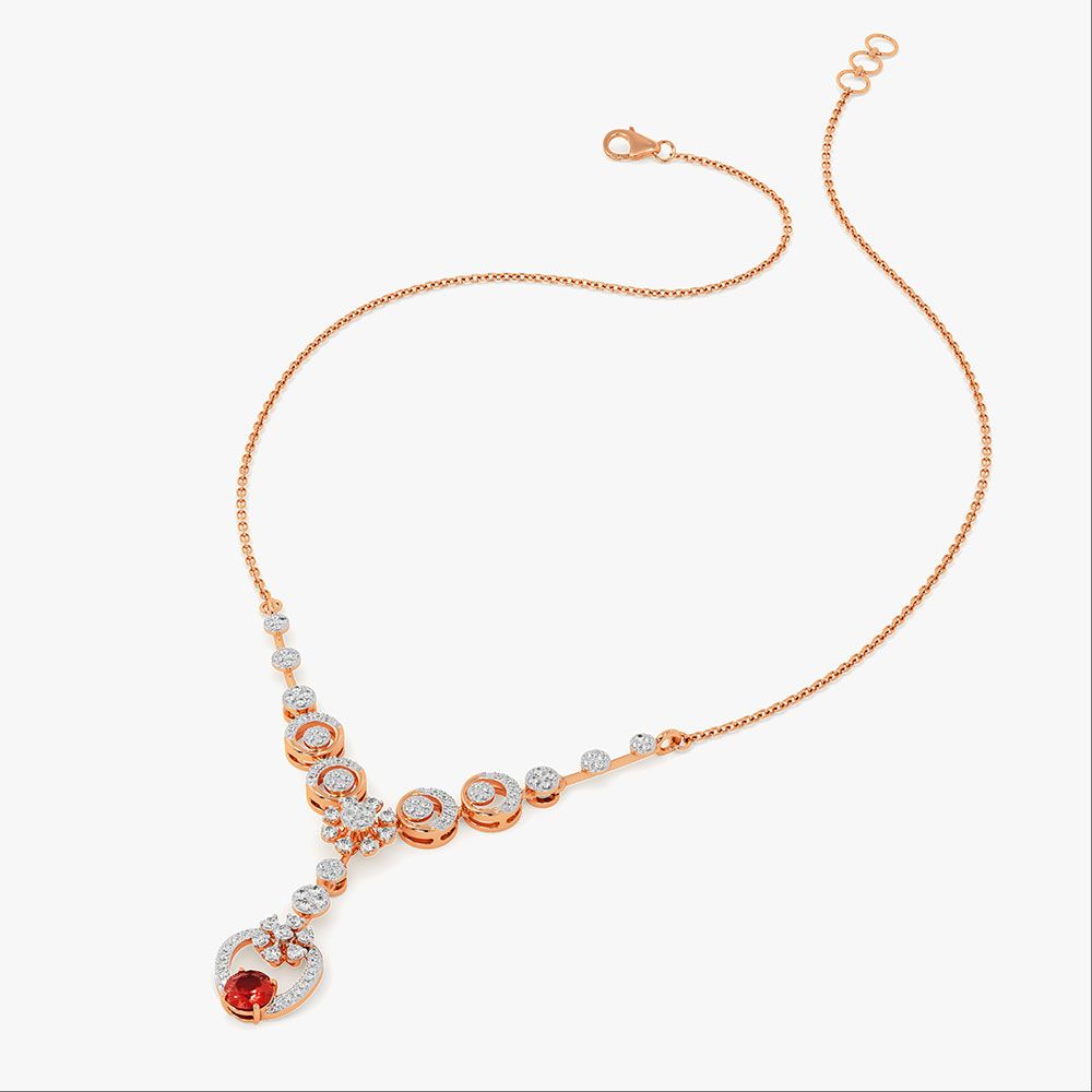 Captivating 14Kt Rose Gold Diamond and Gemstone Necklace-Necklaces-ONK26C45-D442X1C