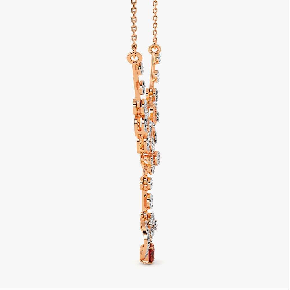 Captivating 14Kt Rose Gold Diamond and Gemstone Necklace-Necklaces-ONK26C45-D442X1C