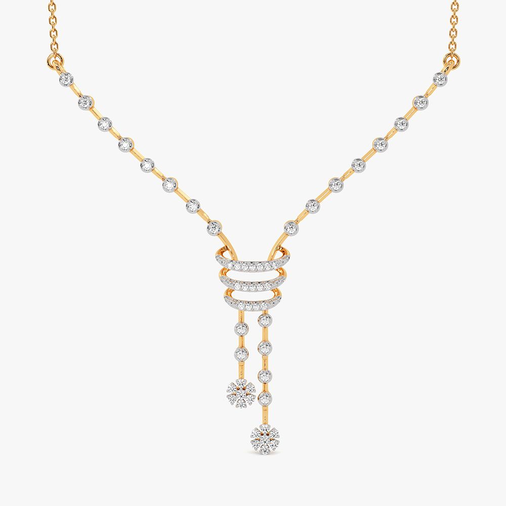 Delicate Timeless 14Kt Yellow Gold Diamond Necklace-Necklaces-ONK26C47-D400R1C