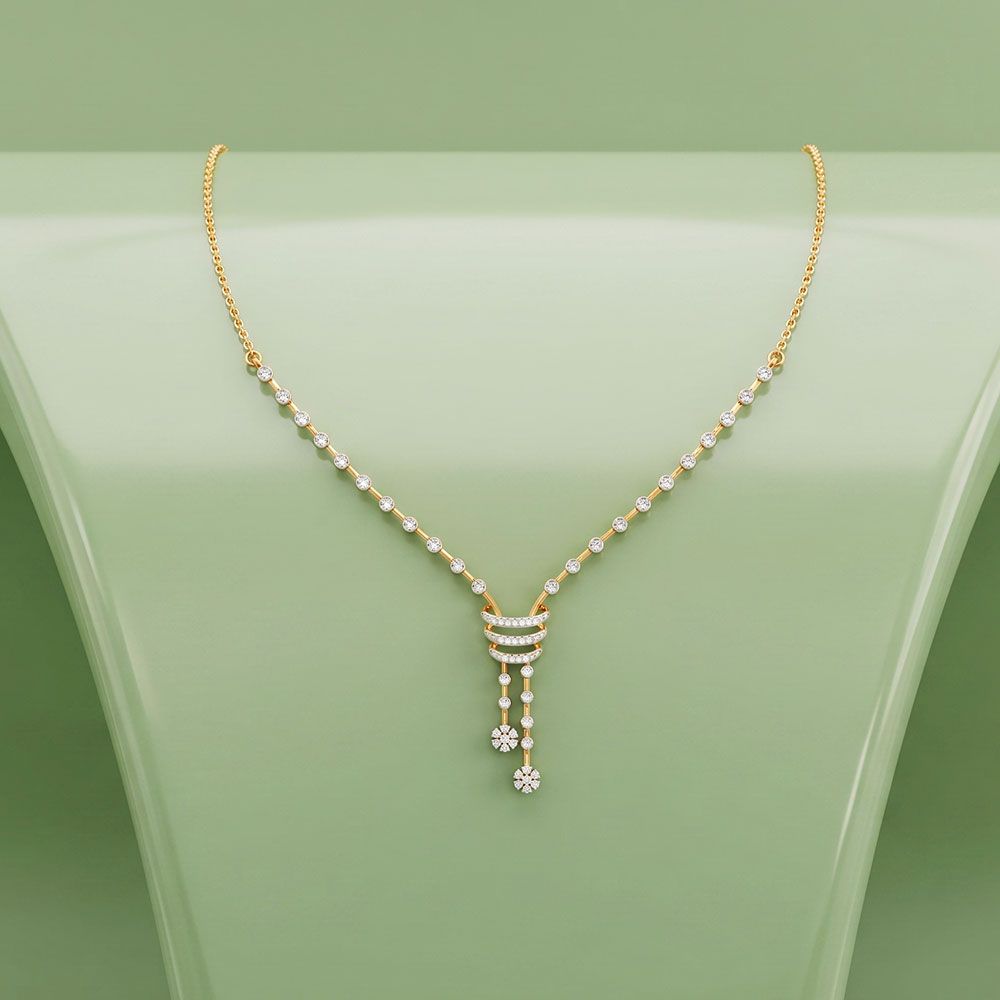 Delicate Timeless 14Kt Yellow Gold Diamond Necklace-Necklaces-ONK26C47-D400R1C