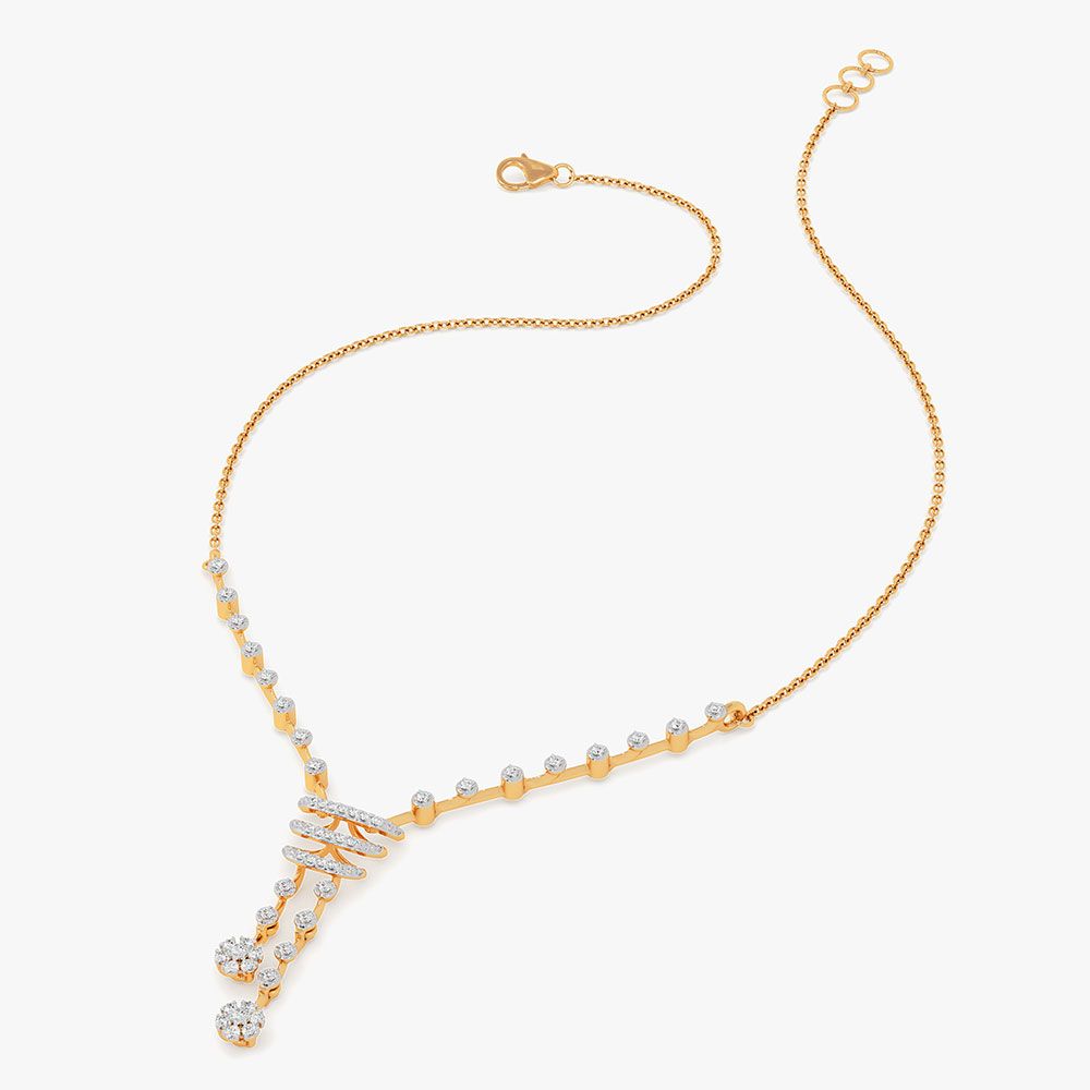 Delicate Timeless 14Kt Yellow Gold Diamond Necklace-Necklaces-ONK26C47-D400R1C
