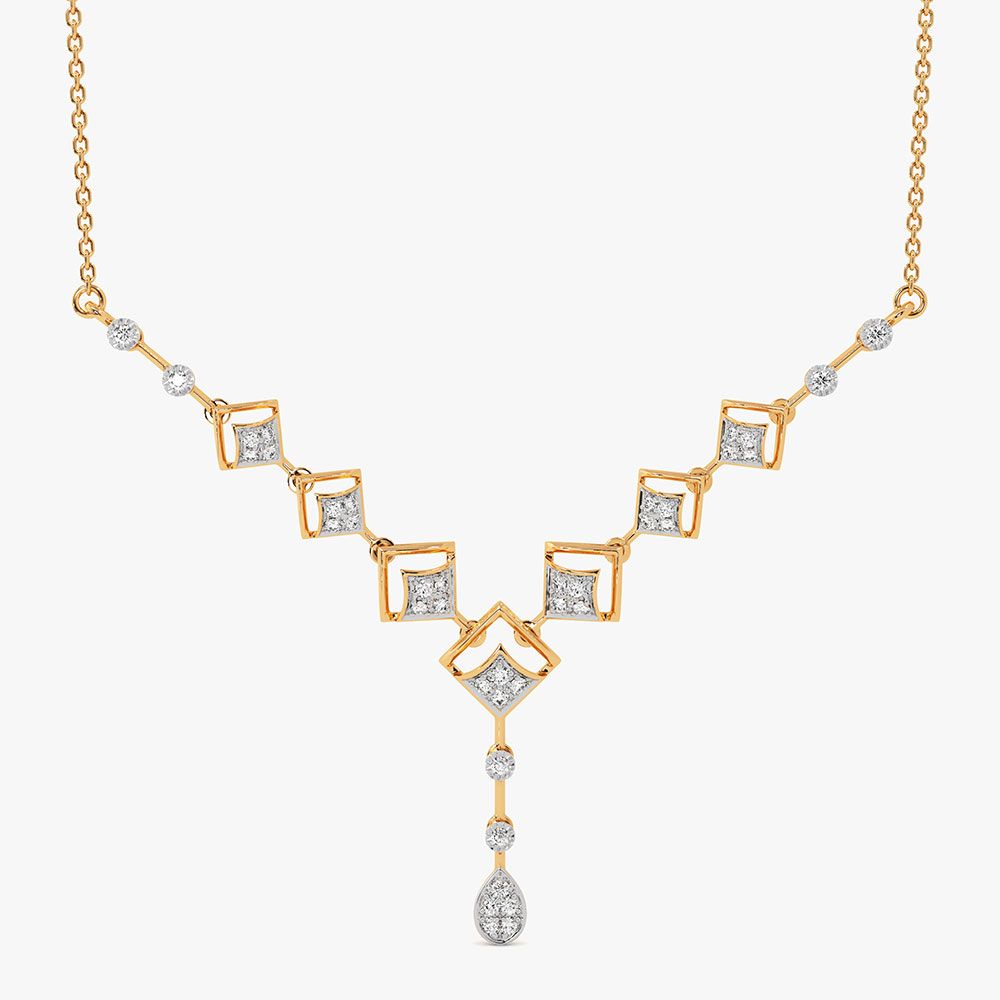 Brilliant Drop 14Kt Yellow Gold Diamond Necklace-Pendants-ONK26C50-D400R1C