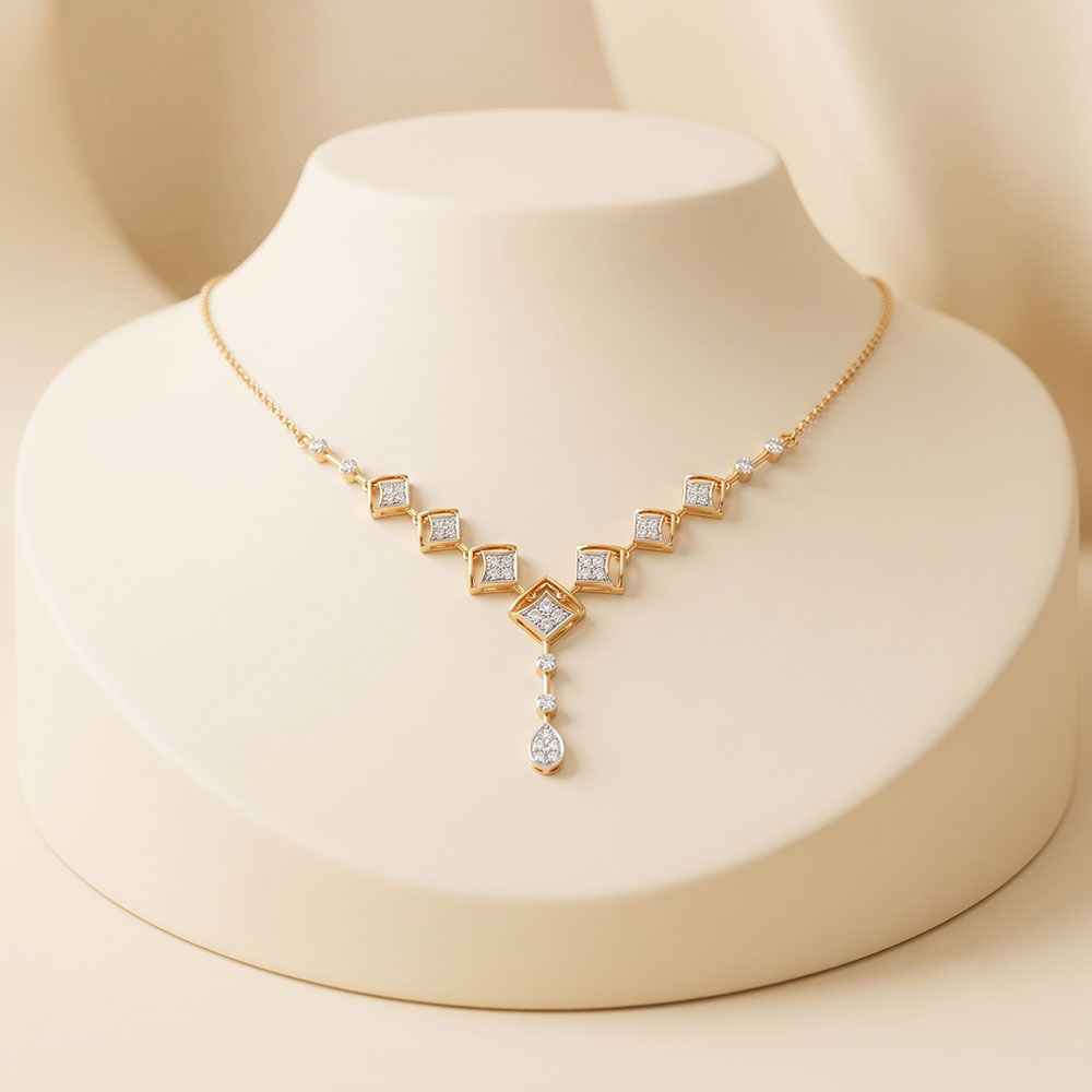 Brilliant Drop 14Kt Yellow Gold Diamond Necklace-Pendants-ONK26C50-D400R1C