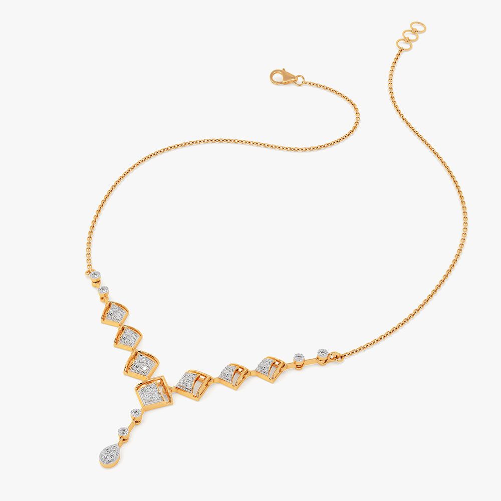 Brilliant Drop 14Kt Yellow Gold Diamond Necklace-Pendants-ONK26C50-D400R1C