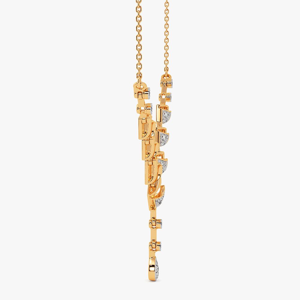 Brilliant Drop 14Kt Yellow Gold Diamond Necklace-Pendants-ONK26C50-D400R1C