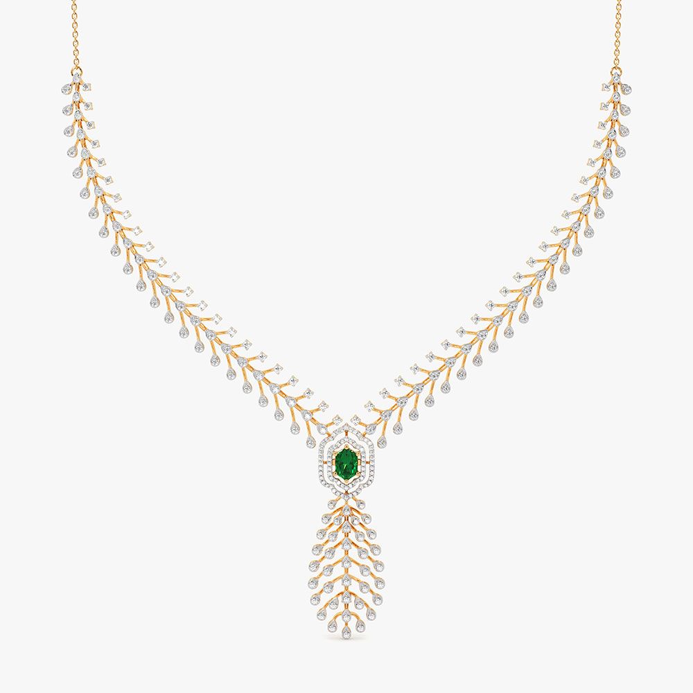 Royal 14Kt Yellow Gold Diamond Necklace-Necklaces-ONK26C59-D435R1C