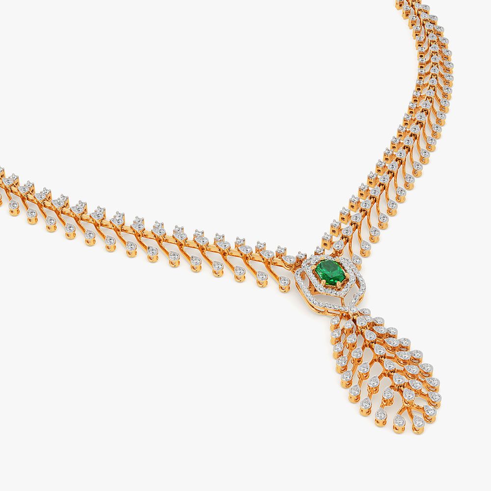 Royal 14Kt Yellow Gold Diamond Necklace-Necklaces-ONK26C59-D435R1C