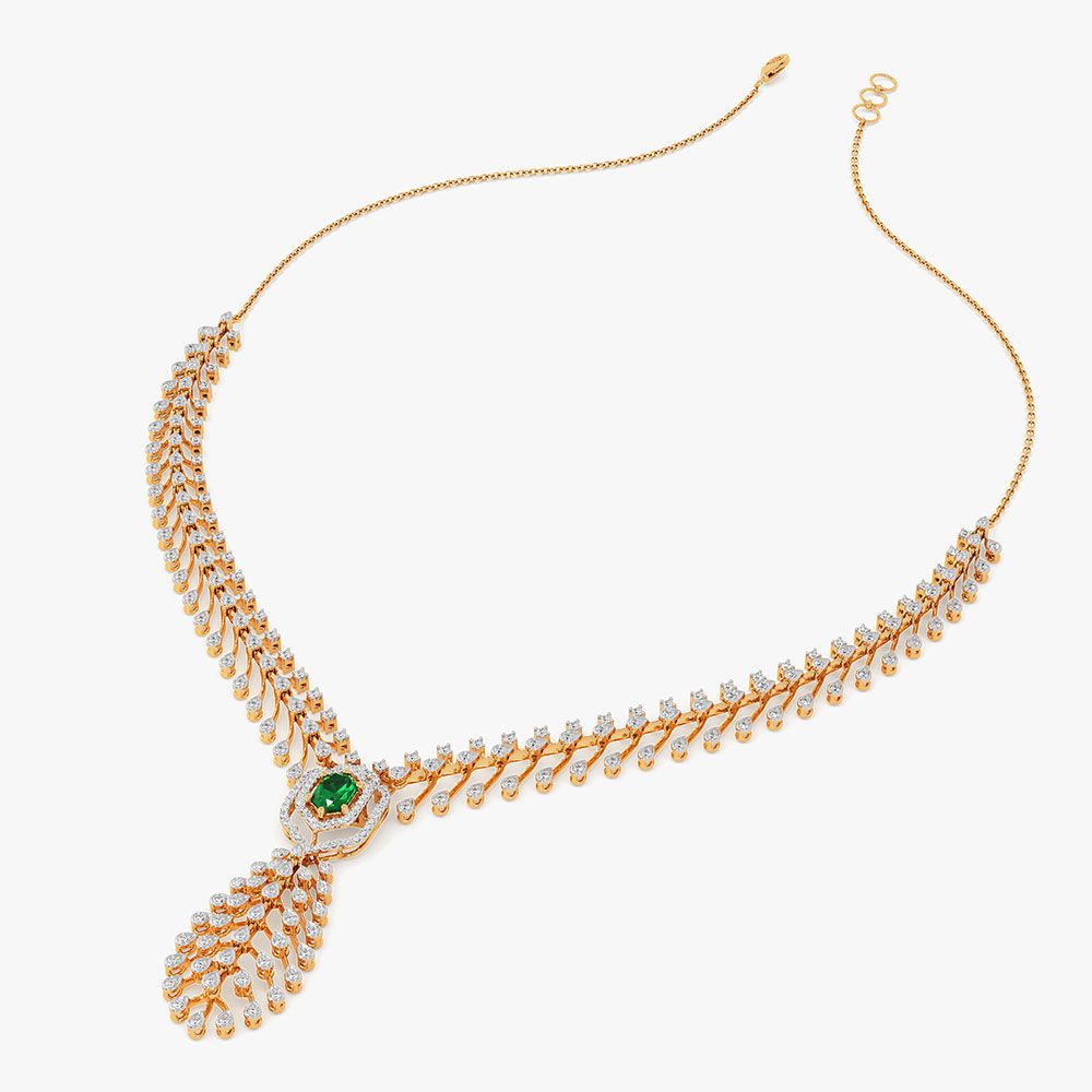Royal 14Kt Yellow Gold Diamond Necklace-Necklaces-ONK26C59-D435R1C